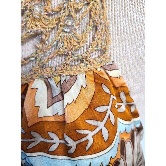 Vtg Cache 100% Silk Beaded Crochet Boho 70s Tank Top MEDIUM Hippie Festival M - Picture 8 of 8